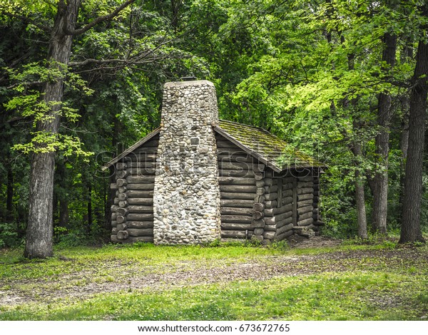 Adorable Small Log Cabin Hidden Among Stock Photo Edit Now 673672765