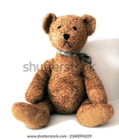 Adorable teddy bear plush toy isolated on a white background.