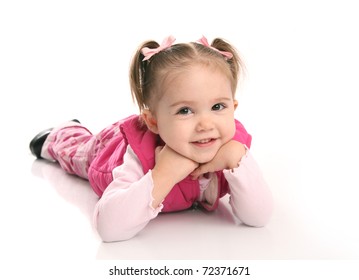 Adorable Toddler Girl Posing, Isolated On White