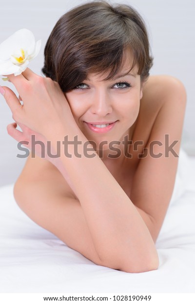 Adorable Young Woman Short Hair Style Beauty Fashion Stock Image