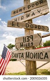 Adrian, Texas, USA. Route 66 Mile Marker From The Midway Point On Route 66.