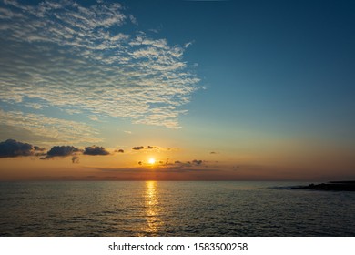 Adriatic Sea. Ostuni, Puglia. Sunrise. Renowned Seaside Resort Located In The Heart Of Salento. This Stretch Of Coast Is Punctuated By A Series Of Rocky Beaches