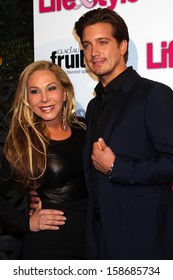 Adrienne Maloof And Jacob Busch At The Hollywood In Bright Pink, Bagatelle LA, West Hollywood, CA 10-09-13