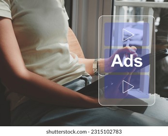 ADS advertisements Advertising on online platforms marketing strategy Promotion of products targeting online customers Advertising materials when visiting the website - Shutterstock ID 2315102783