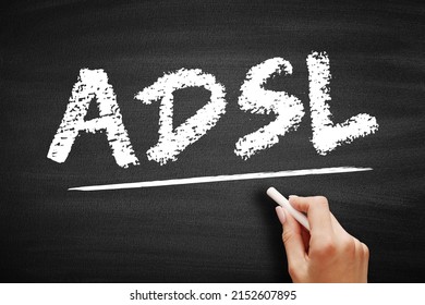 ADSL - Asymmetrical Digital Subscriber Line acronym, technology concept on blackboard