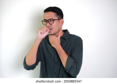 Adult Asian Man Got Sore Throat And Coughing