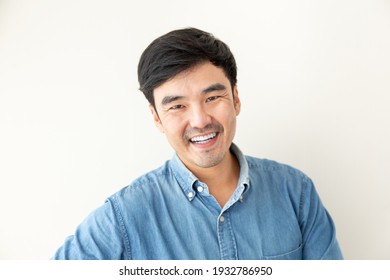 Adult Asian Man.young Male Person.posing Smiling Laughing Look Excited Surprised Thinking Positive Happy.empty,copy Space For Text Advertising.white Background.attractive Fashion
