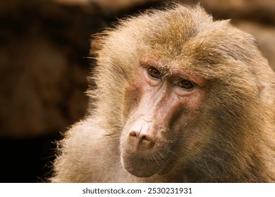 Adult baboon close up portrait at zoo Singapore - Powered by Shutterstock