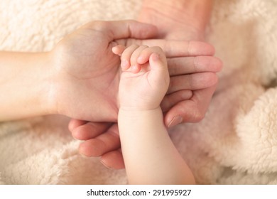 Adult And Baby Hands, Closeup