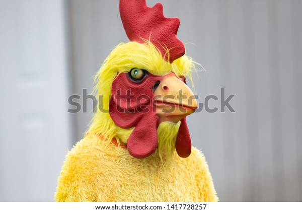 Adult Chicken\
Mascot Suit Yellow and Red\
Isolate