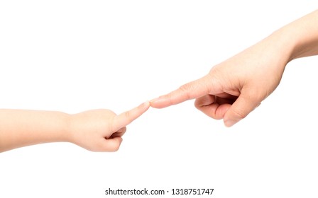 Adult And Child Index Finger Touch Gesture