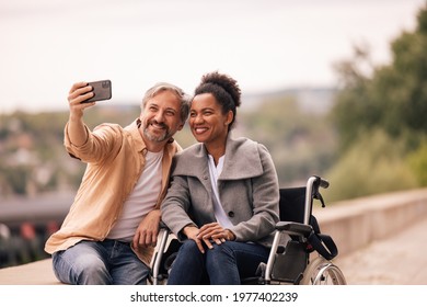 Adult Couple, Disabled Woman Enjoying With Her Husband.