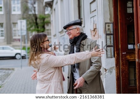 Image, Stock Photo Twins look at postcards