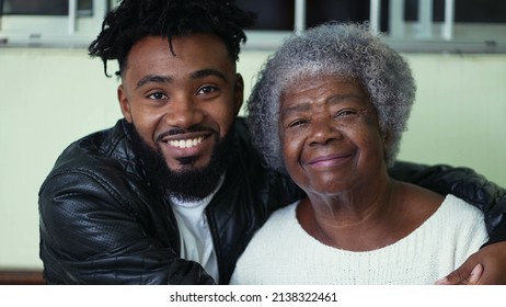 Adult Grandson And Senior Grandmother Love And Affection Authentic Real Life Family Moment