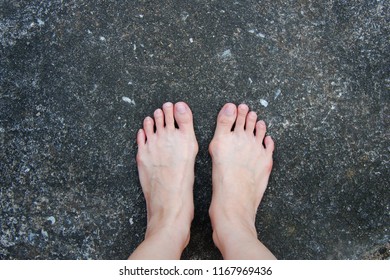 Adult Legs Bare Feet On Cement Stock Photo 1167969436 | Shutterstock