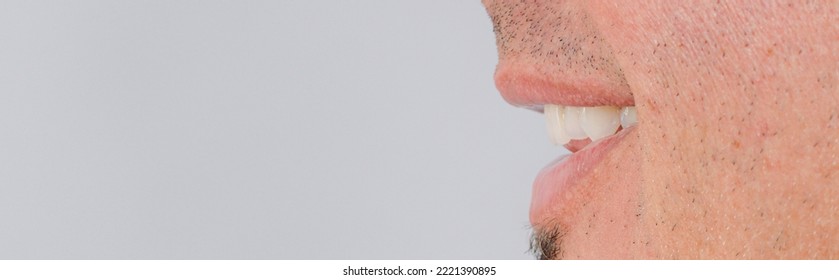 Adult Man Mouth  And Smile Sideview