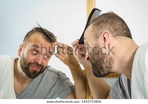 Adult Man Standing Front Bathroom Mirror Stock Photo Edit Now