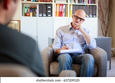 Adult Man Talking To His Psychotherapist