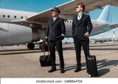 Portrait Happy Airhostess Pilot Standing Against Stock Photo (Edit Now ...