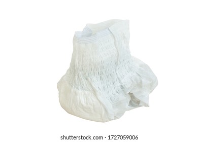 Adult Pant Diaper Wearing For Absorb Urine On White Background