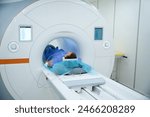 Adult patient is undergoing magnetic resonance imaging of lower limb