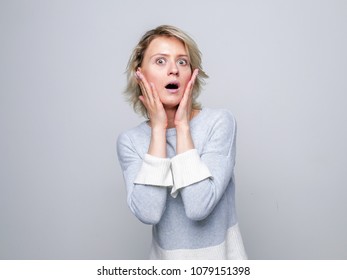 Adult Shocked Woman Hold Her Face Stock Photo 1079151398 | Shutterstock