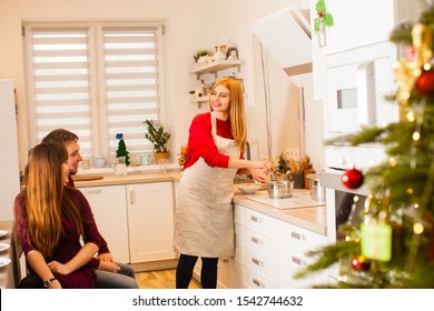 Adult Siblings Cooking Together Traditional Christmas Meals