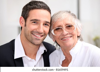 Adult son and his aging mother