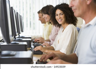 Adult Students In A Computer Lab