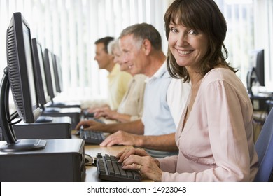 Adult Students In A Computer Lab