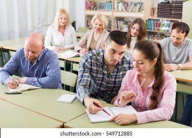 Adult Students Of Different Age At Extension Courses In Classroom