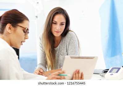 Adult Woman Having A Visit At Female Doctor's Office