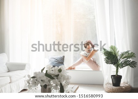 Similar – happy child girl playing at home in cozy weekend morning