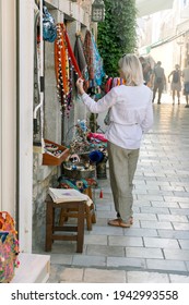 Adult Woman At Street Market In Bodrum, Turkey.