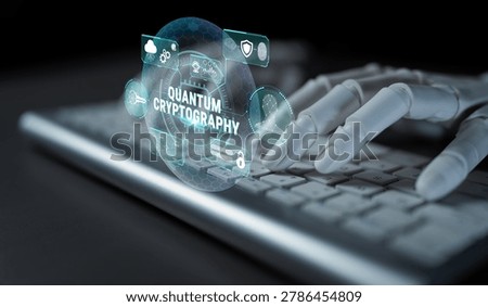 Advanced Digital Concept of Quantum Cryptography with Robotic Hand Typing on Keyboard in Futuristic Environment