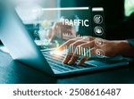 Advanced Digital Traffic Analysis, Business Professional Utilizing Cutting-Edge Technology and AI to Enhance Website Performance and User Engagement Through Detailed Data Insights, Strategic Planning