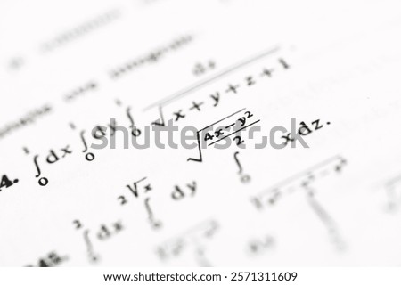Advanced Mathematical Integrals and Formulas Highlighting Calculus, Multivariable Equations, and Geometry Concepts in High-Precision Print Images