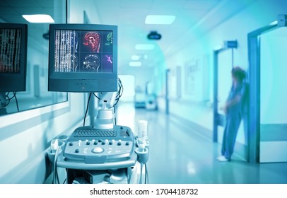 Advanced medical technologies for human brain research in the hospital.