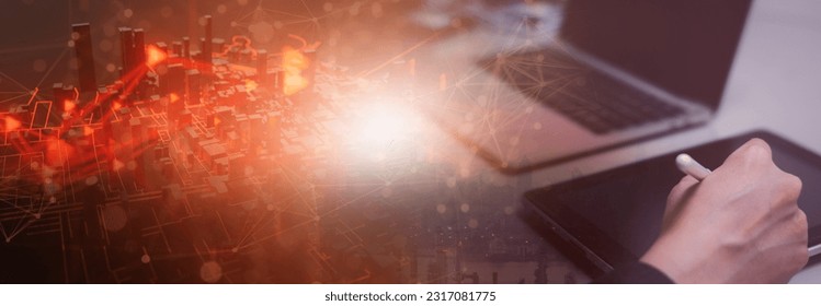 Advanced programmer working with computer build smart city network control system with artificial intelligence or AI digital connection Internet network global with develop network information system