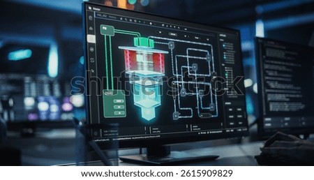Advanced Quantum Computing Data on Computer Screen. Close Up on Computer Display of an Engineer Developing Solutions for a Quantum Computer Hardware