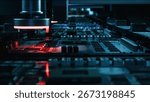 Advanced Robotic Machinery Precisely Assembles Microchips on a Circuit Board, Showcasing Cutting-edge Technology and Efficiency in Electronic Manufacturing. Modern Industrial Automation and Innovation