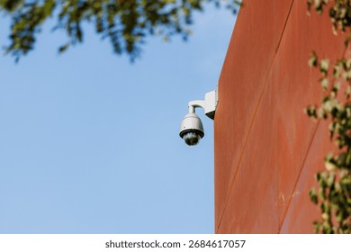 Advanced security camera ensures constant vigilance, blending modern tech with rustic architecture for ultimate protection.