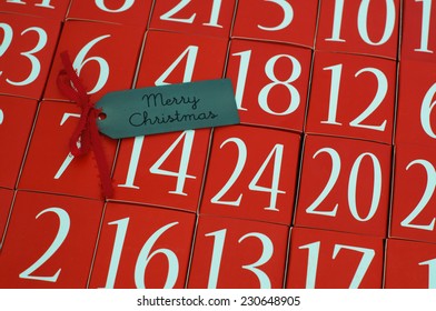 Advent Calendar Merry Christmas Greeting Stock Photo