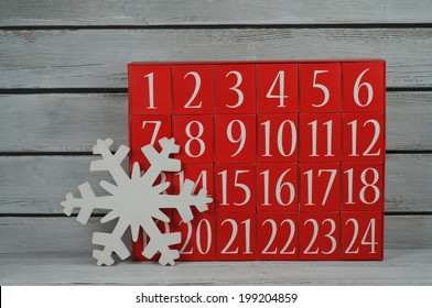 Advent Calendar And Snowflake Decoration Stock Photo