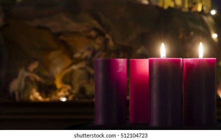 Advent Candles and Creche Week 2