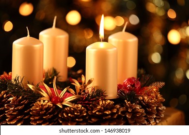 Advent Wreath With One Candle Lit