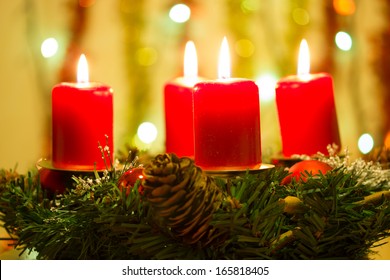 Advent Wreath With Red Candles