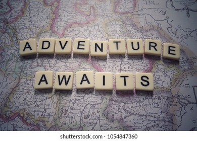 Adventure Awaits Phrase On Map