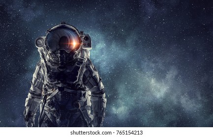 Adventure of spaceman. Mixed media