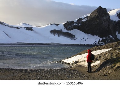 Adventure Tourist In The South Shetland Islands - Antarctica.